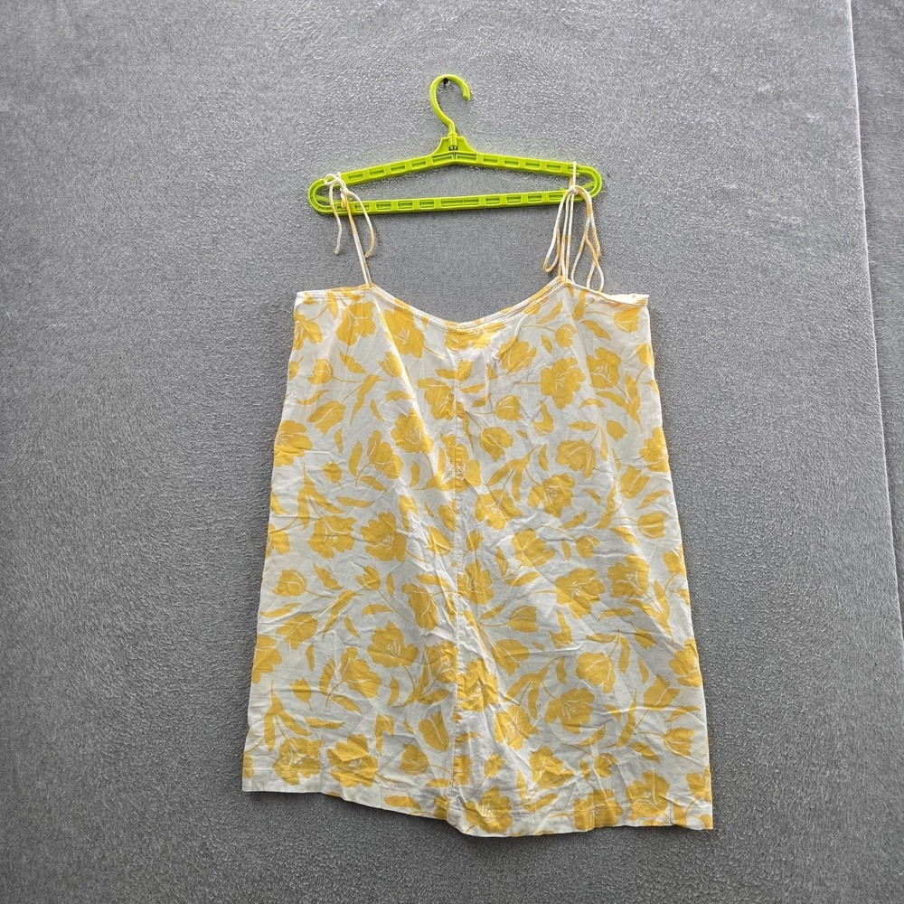 Oldβ Navy Women Dress XL White Linen Rayon Floral Sundress Strap Sleeveless